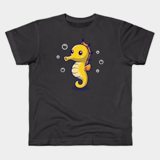 Cute Seahorse Cartoon Vector Icon Illustration Kids T-Shirt